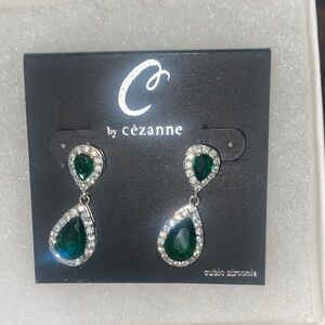 Cezanne Emerald Green and Silver Teardrop Earrings